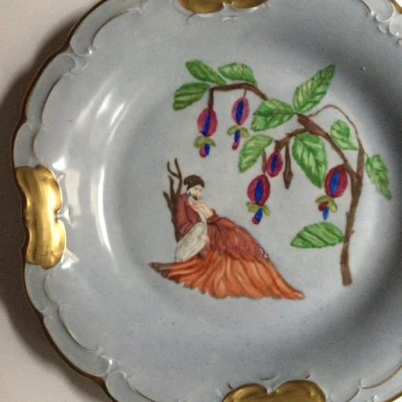 Vintage 1967 Schwarzenhammer Bavaria Germany 13” Cabinet Plate hand painted gold - Picture 4 of 7